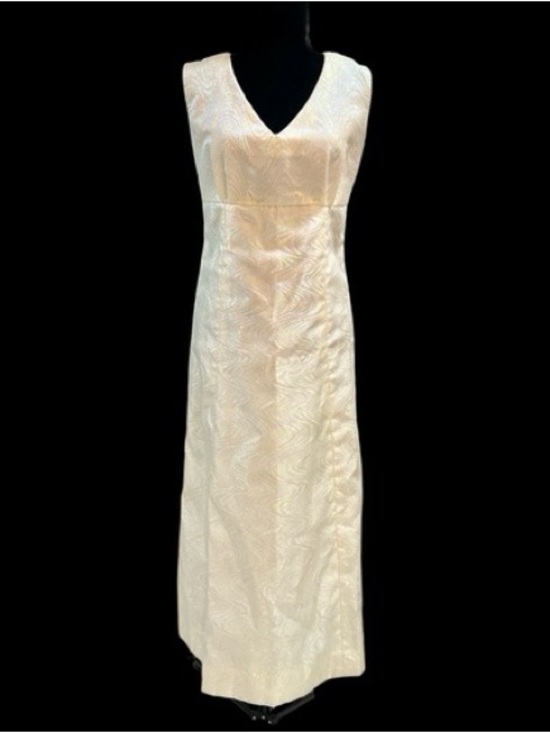 None Dresses & Skirts - 60's Pearlized Swirl Empire Waist Maxi Dress - Size M/L